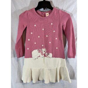 Gymboree Kids Size 7 Girls Pink White Knit Sweater Dress Polar Bears